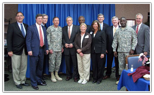 Congressman Berry and fellow Members meeting with General David Petraeus, Commanding General of the Multi-National Force in Iraq and Command Sergeant Major, Marvin L. Hill from Blytheville, Arkansas.